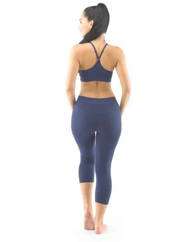 Leggings sport 3/4 bambus 95032 albastru spate