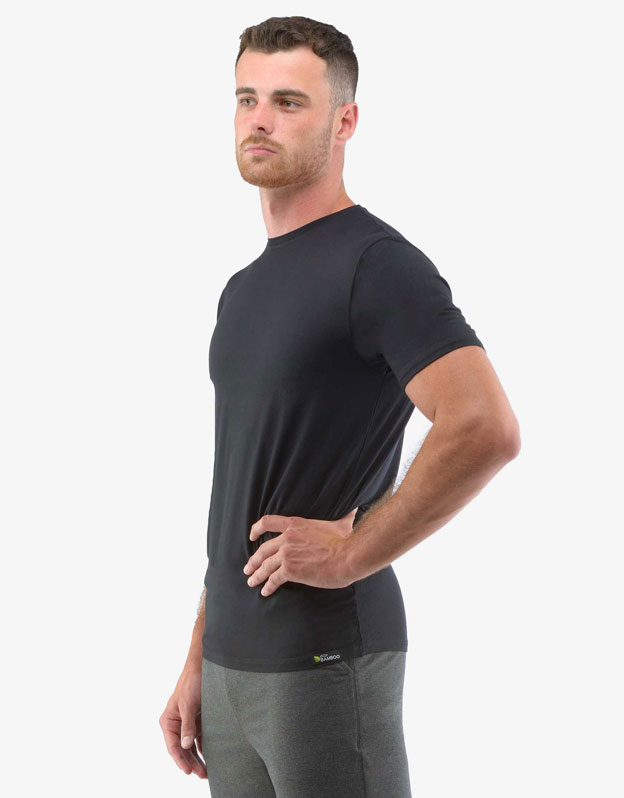 Tricou ecologic slim fit barbati 78005 bambus negru sport.