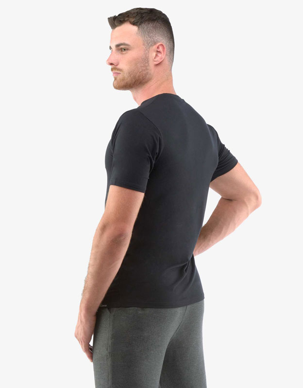 Tricou ecologic slim fit barbati 78005 bambus negru sport.