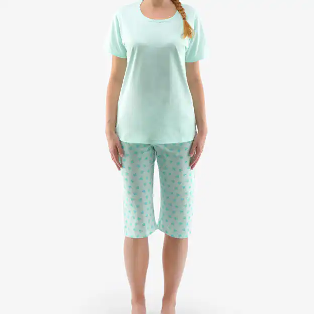 Pijama scurt bumbac femei 19140 - aquamarine