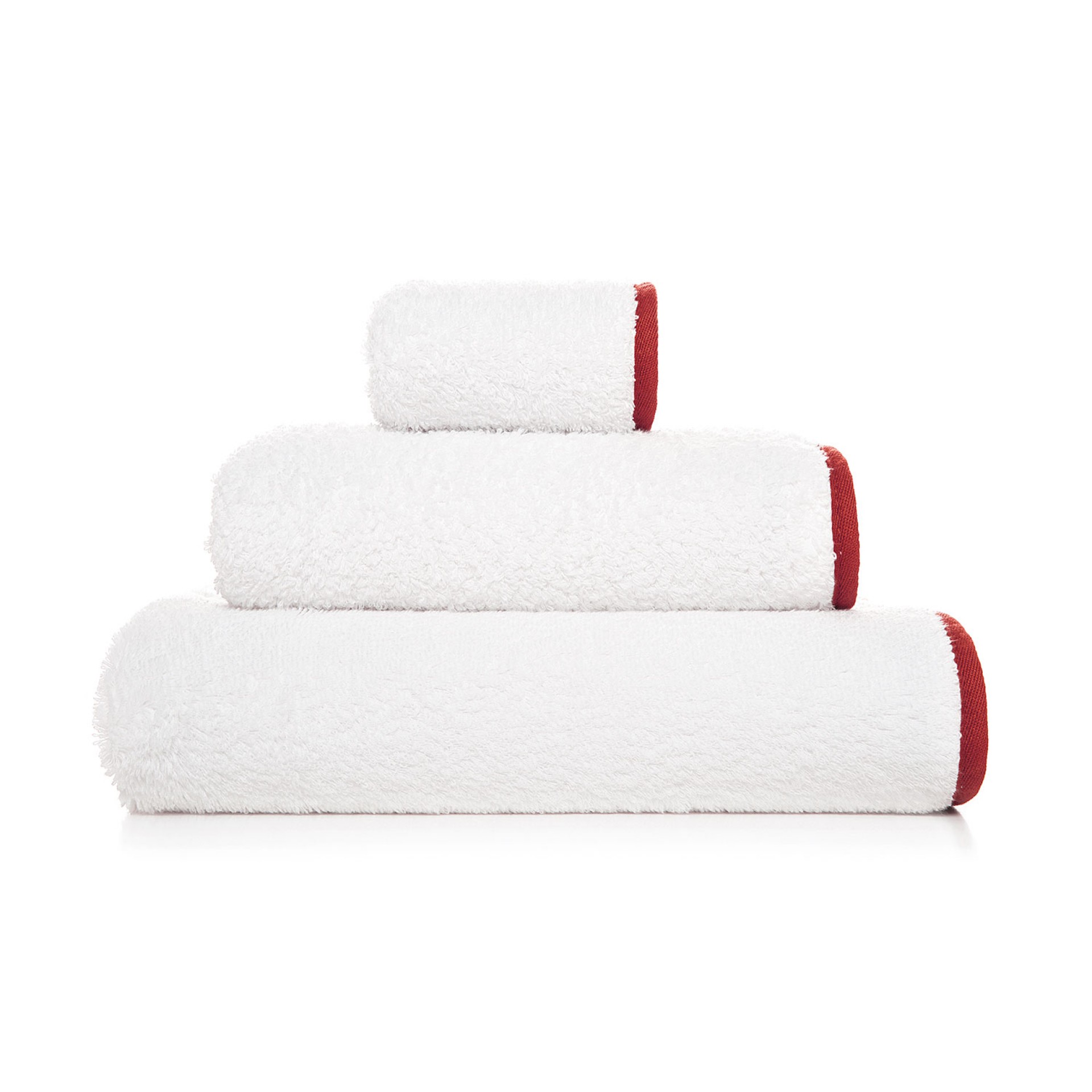 Prosopul de baie Portobello din bumbac egiptean WHITE/CHERRY