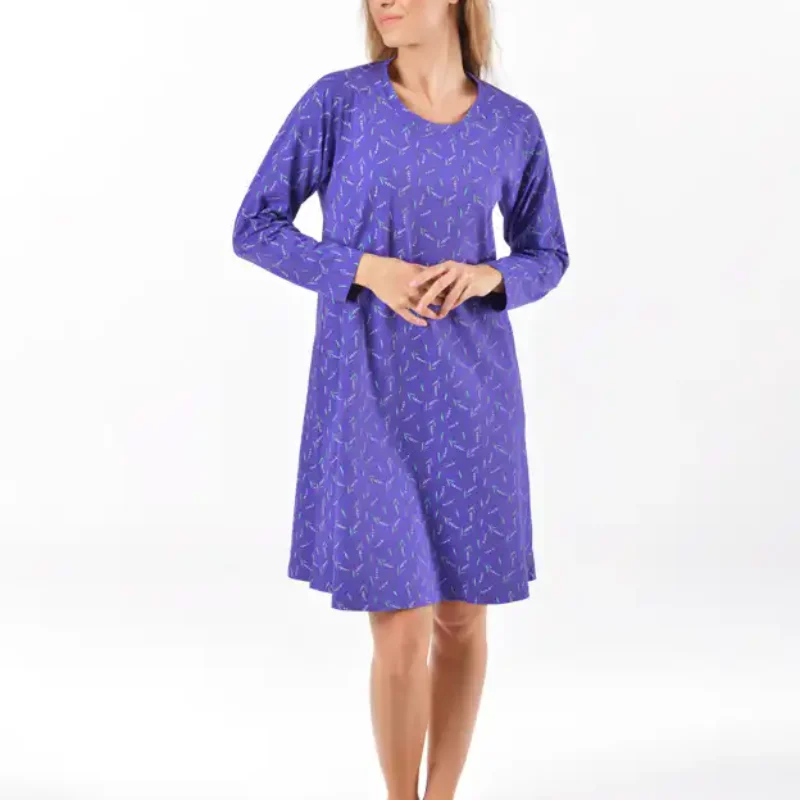 Cămașă de noapte din bumbac cu mânecă lungă