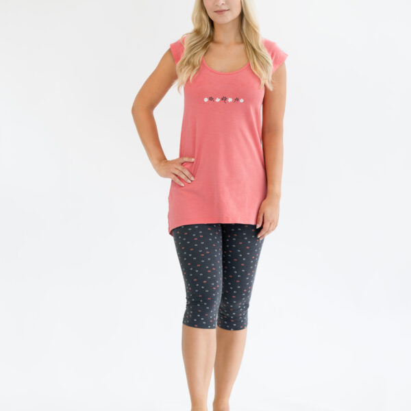 Pijama scurtă damă din bumbac 19154 – tomato