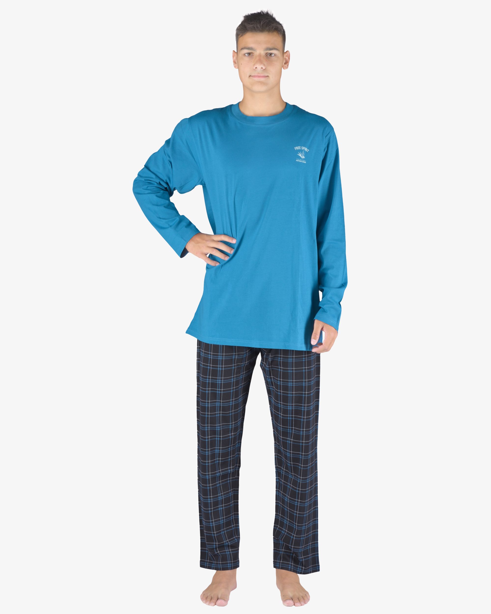 79145_DZMMxC_M1.jpg Pijama lungă bărbați din bumbac 79145 – petrol