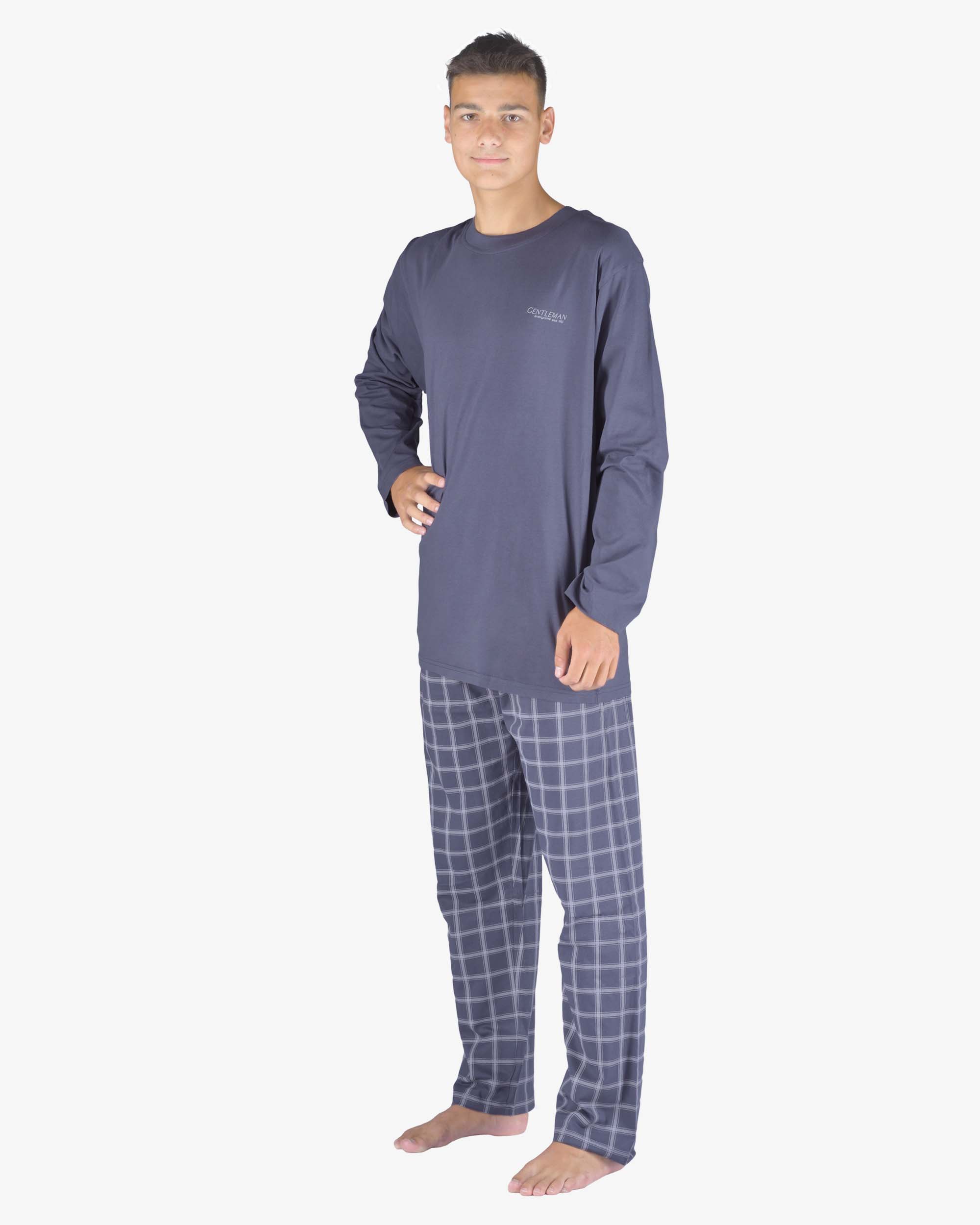 Pijama lungă bărbați din bumbac 79149 – dark ash