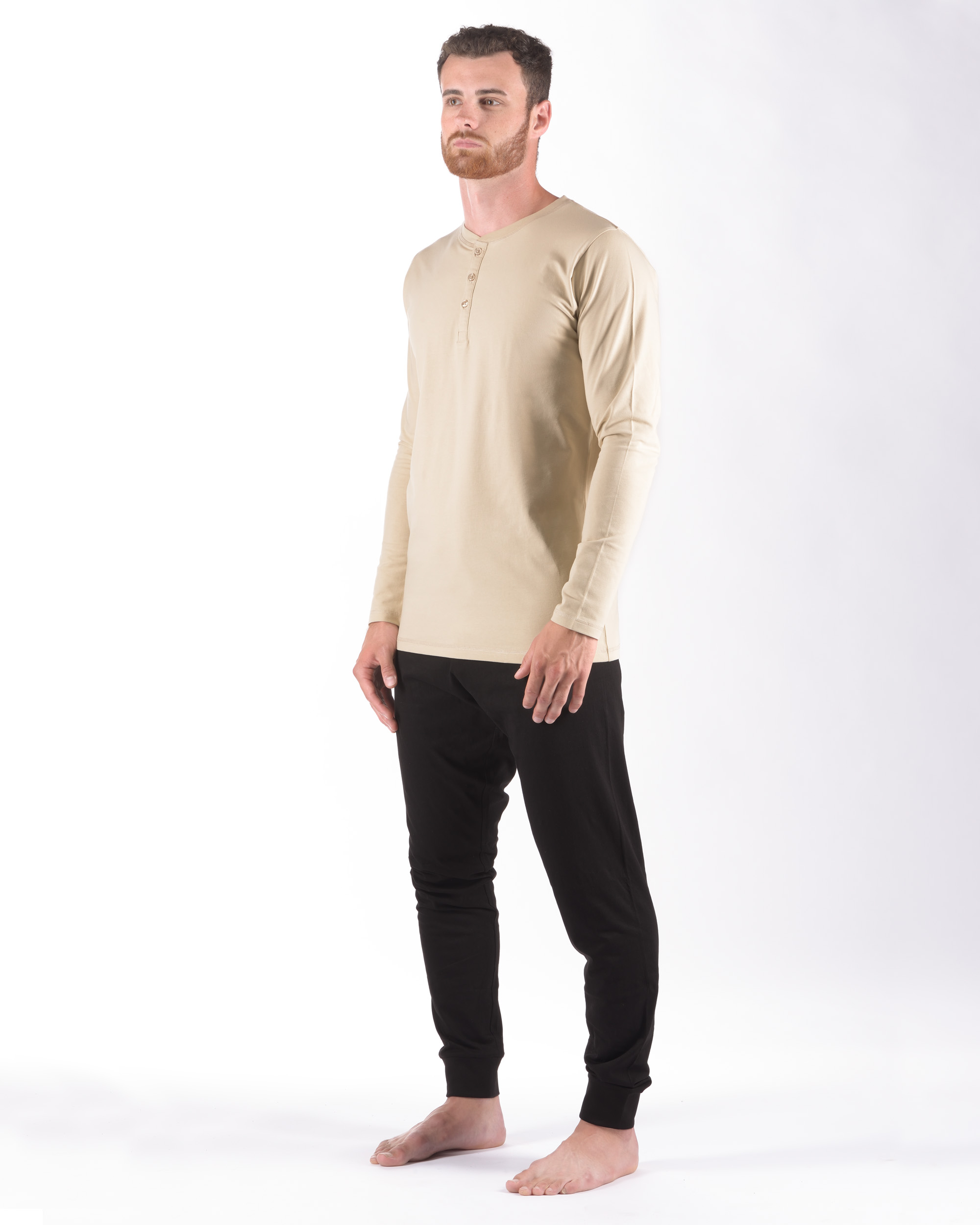 Pijama lungă bărbați din bumbac 79187 – cognac 2
