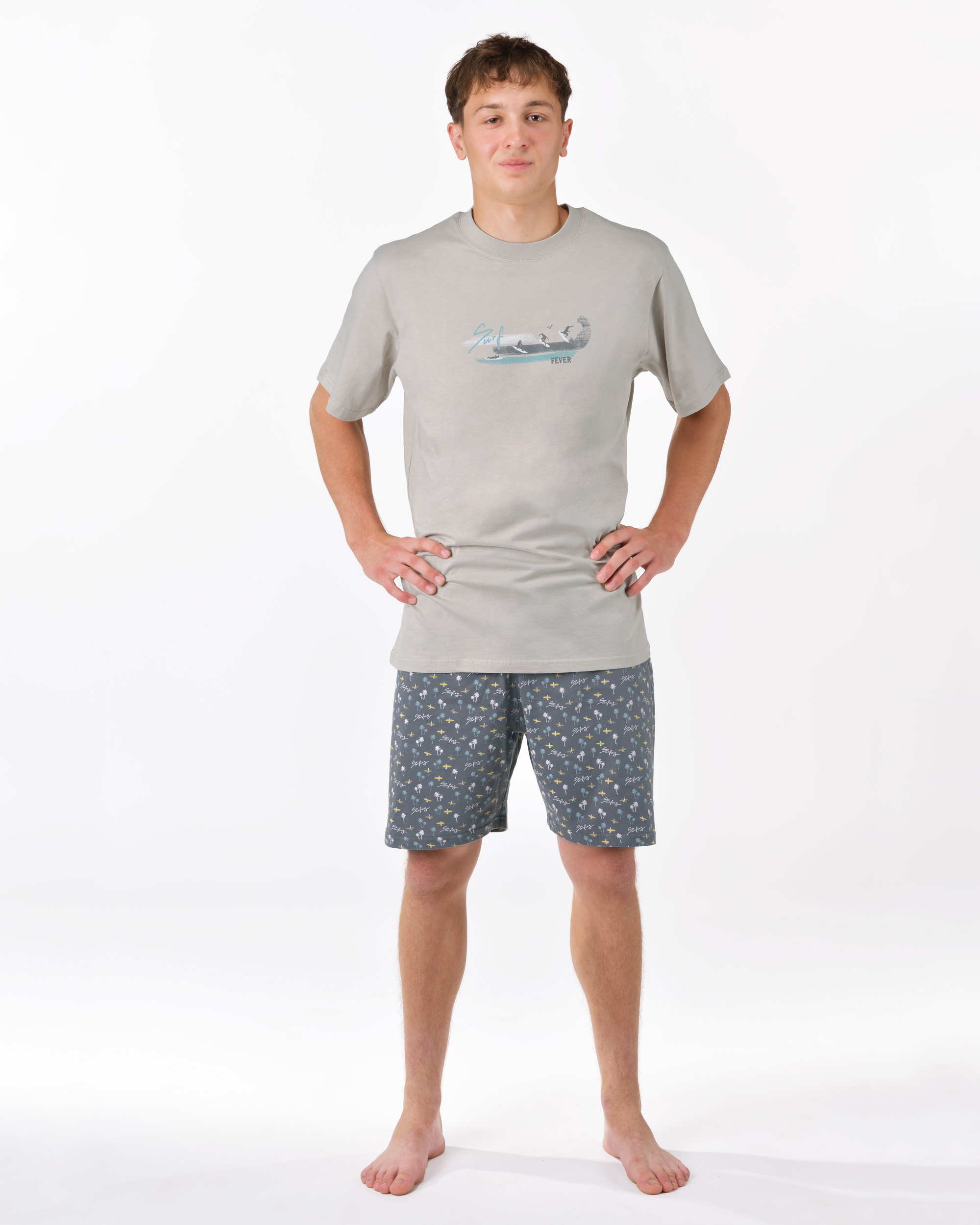 79190_LxGDxG_M1.jpg Pijama scurtă bărbați din bumbac 79190 – gri deschis