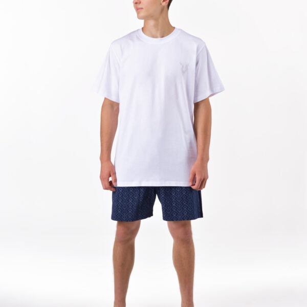 Pijama scurtă bărbați din bumbac 79194 – alb