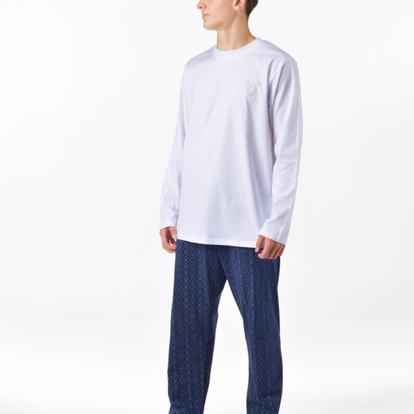 Pijama lungă bărbați din bumbac 79195 – alb