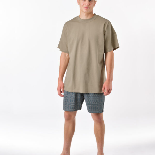 Pijama scurtă bărbați din bumbac 79196 – gri-bej