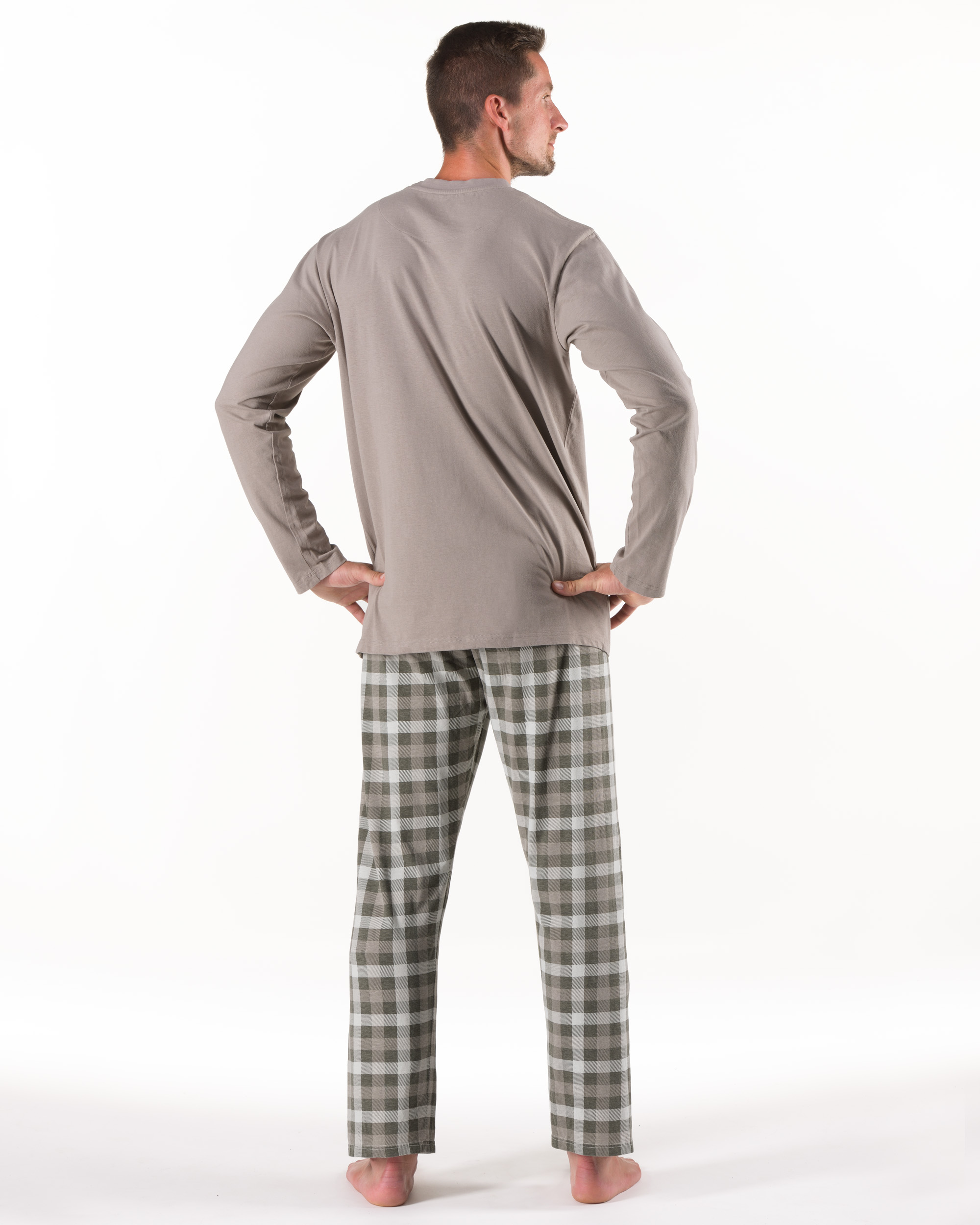 Pijama lungă bărbați din bumbac 79215 – cânepă 2