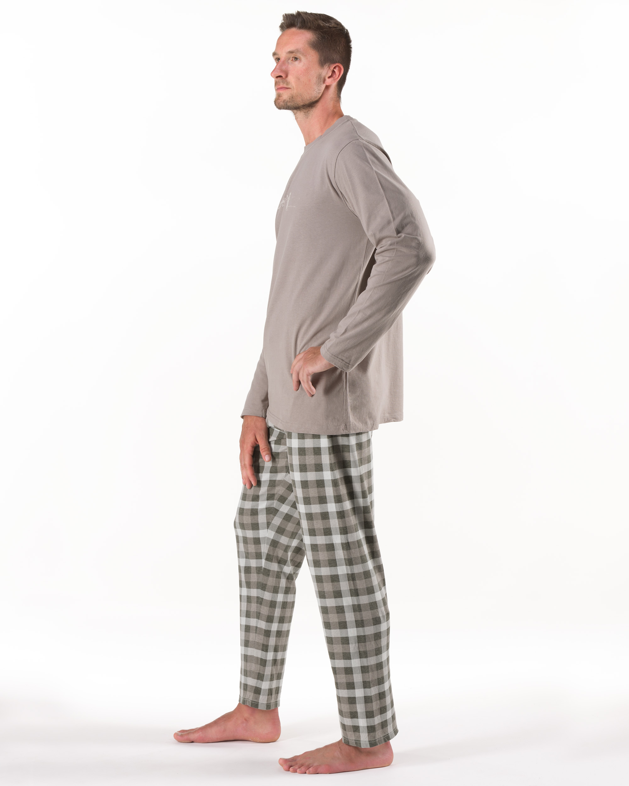Pijama lungă bărbați din bumbac 79215 – cânepă 3